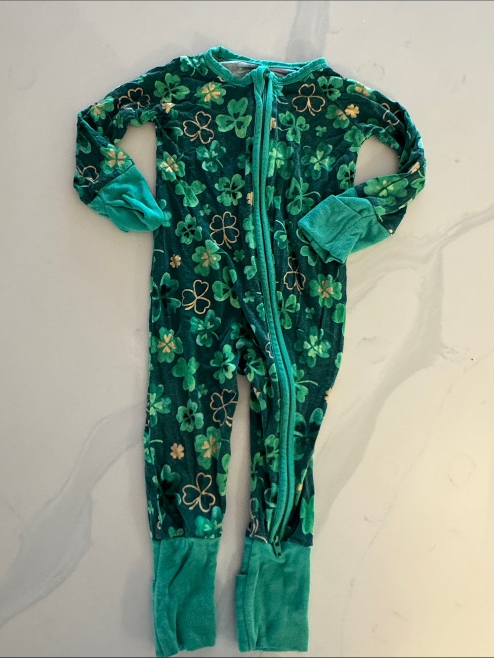 Little sleepies, clover print zippy, 3-6 month